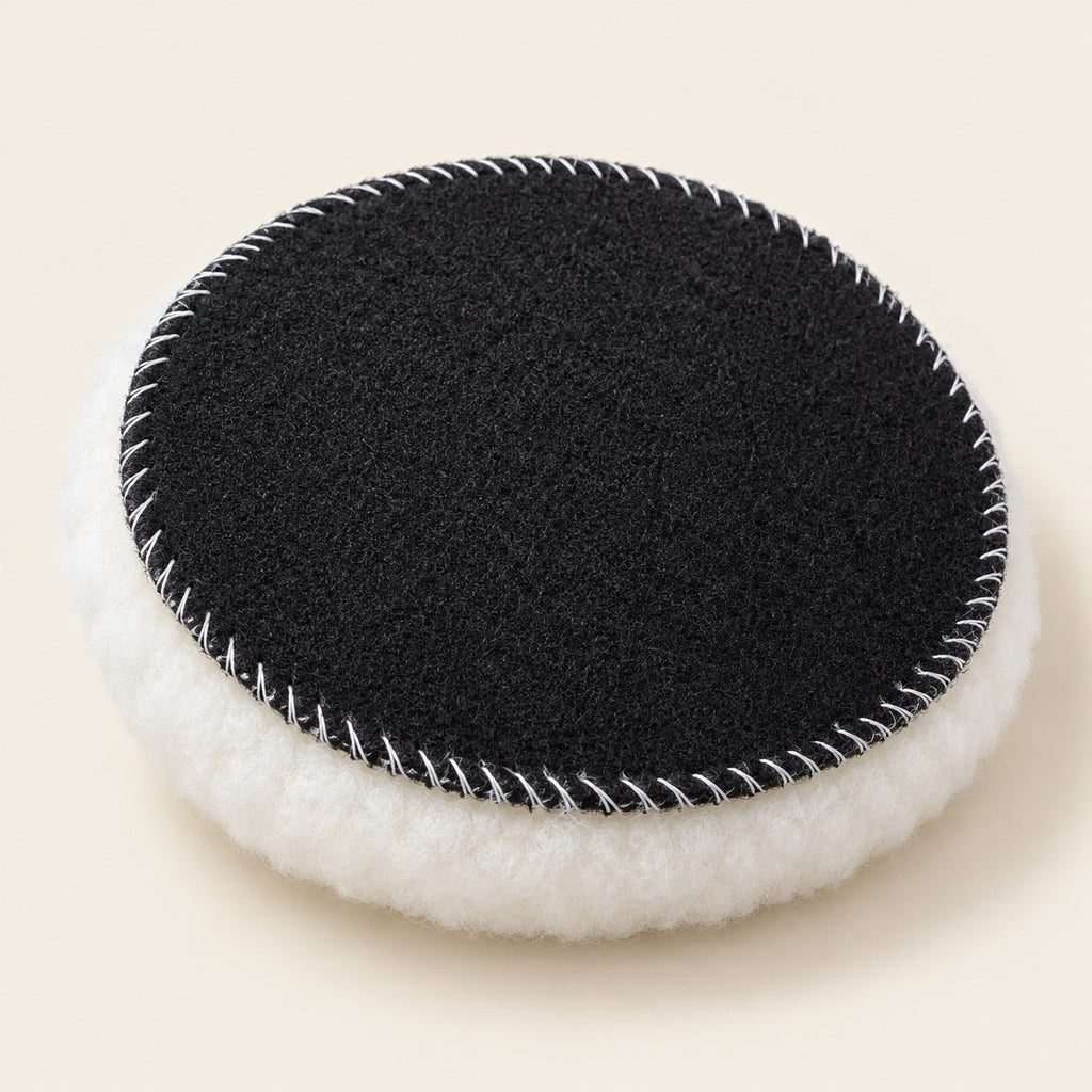 6 in Wool Polishing Pad — hook-and-loop back with stitched edge